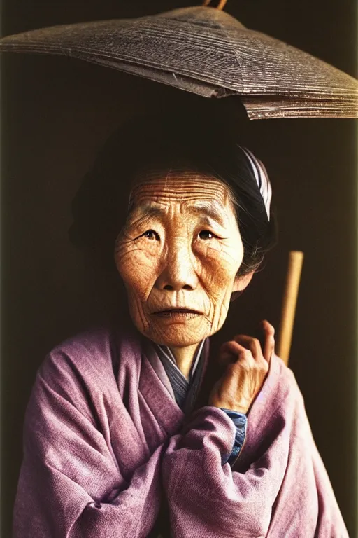 Image similar to photograph of an old japanese woman, photograph by steve mccurry