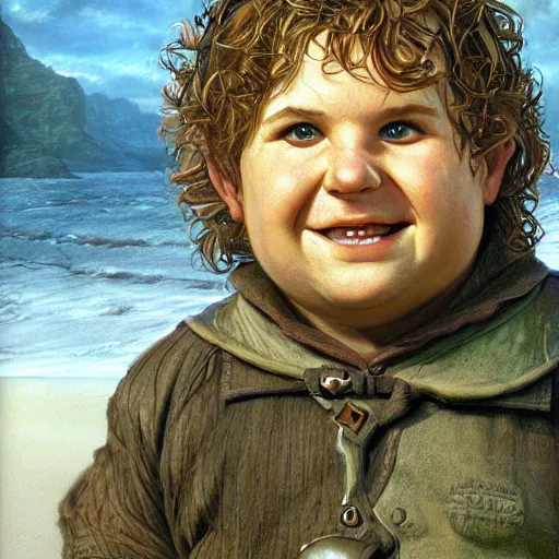 Prompt: chubby valiant hobbit Samwise Gamgee by Mark Brooks, Donato Giancola, Victor Nizovtsev, Scarlett Hooft, Graafland, Chris Moore