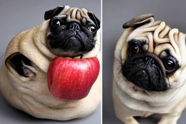 Image similar to apple that looks like a pug