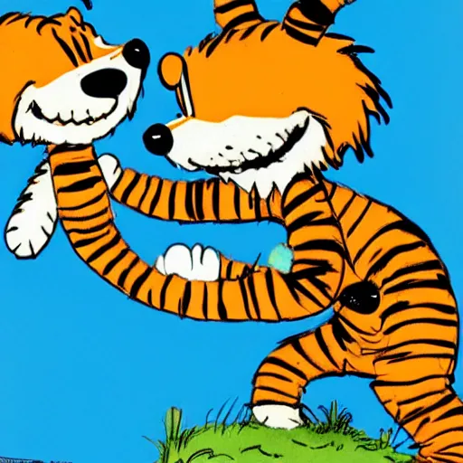 Image similar to calvin and hobbes, drawn by jim lee,