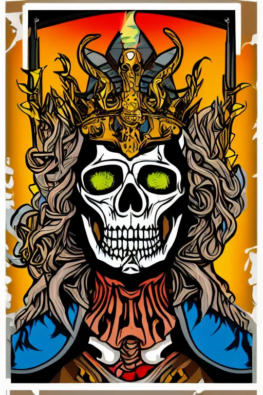 Image similar to A portrait of a god of death that is a thug, sticker, colorful, illustration, highly detailed, smooth and clean vector curves, no jagged lines, vector art, smooth