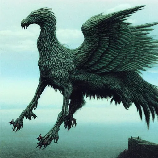 Image similar to griffon concept, beksinski