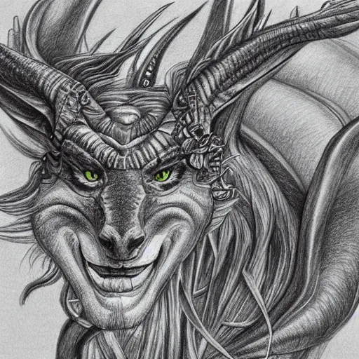 Prompt: a stunning hyper-detailed pencil drawing of a mythical creature