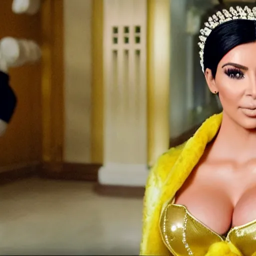 Image similar to kim kardashian as princess daisy in live action super mario movie, 8k resolution, full HD, cinematic lighting, award winning, anatomically correct