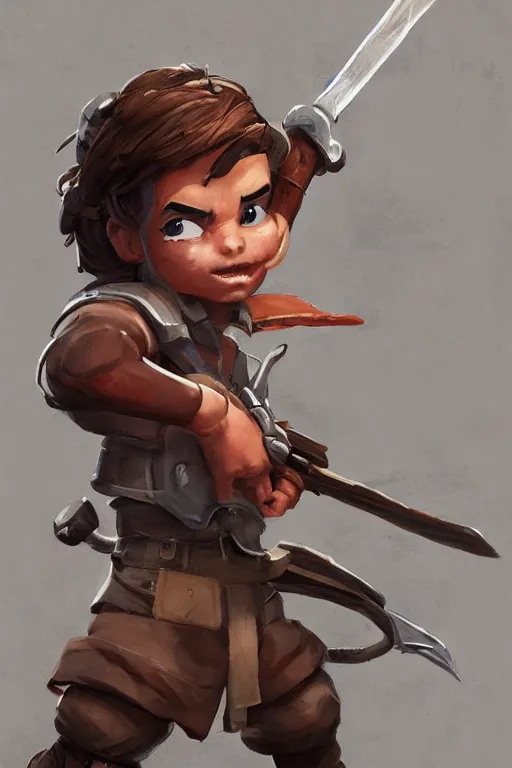 Image similar to beautiful highly detailed realistic stylized portrait of a small boy with a wooden sword, team fortress 2, fortnite, torchlight, heartstone, detailed character art, portrait, trending on artstation by artgerm, greg rutkowski, ghibli, yoshiyuki tomino