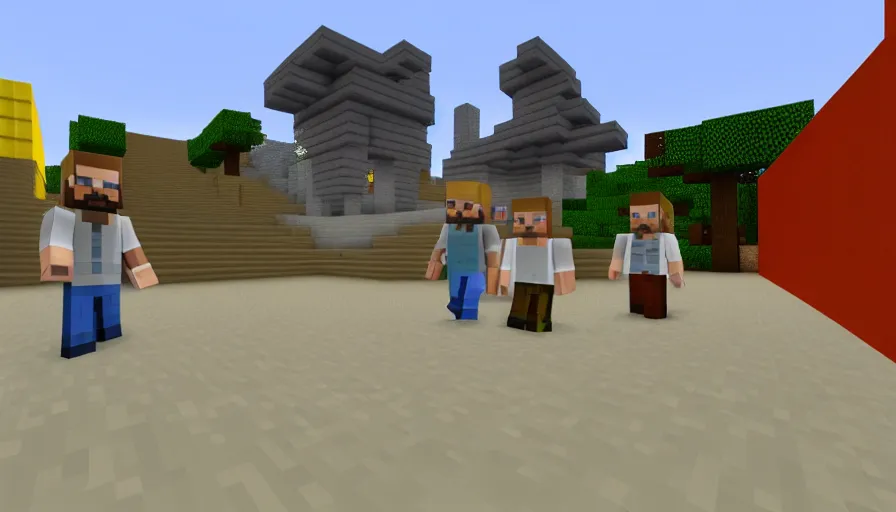 a screenshot of a minecraft desert village on fire, 7, Stable Diffusion