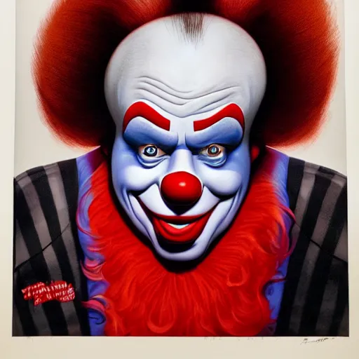 Image similar to a portrait of bozo the clown by alex ross
