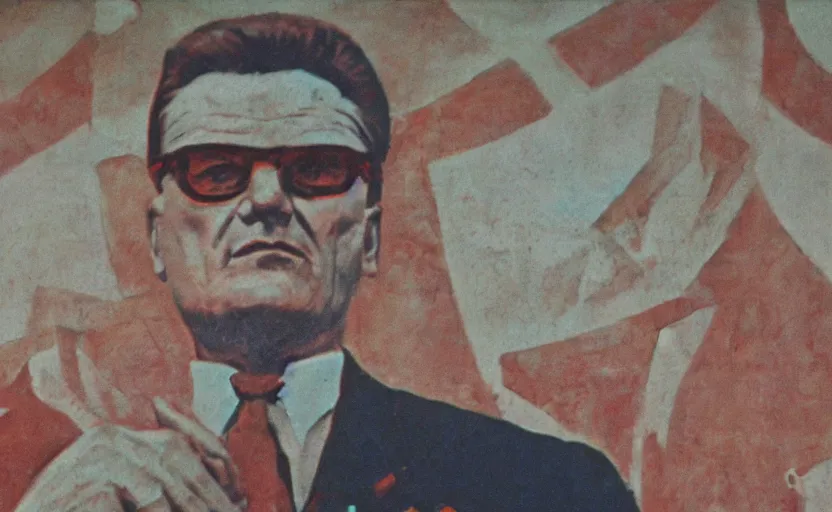 Prompt: 60s full soviet art fresco of Josip Broz Tito, cinestill 800t 35mm, heavy grainy picture, very detailed, high quality, 4k, HD criterion, precise texture