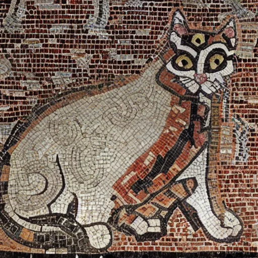 Image similar to roman mosaic of an ugly cat high detail