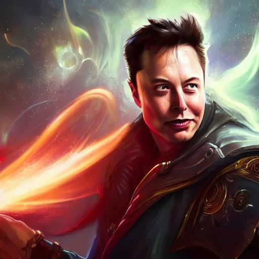 Image similar to portrait of elon musk as a spellcaster, league of legends amazing splashscreen artwork, splash art, natural light, elegant, photorealistic facial features, intricate, fantasy, detailed face, atmospheric lighting, anamorphic lens flare, cinematic lighting, league of legends splash art, hd wallpaper, ultra high details by greg rutkowski