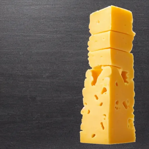 Prompt: a cheese skyscraper made of cheese