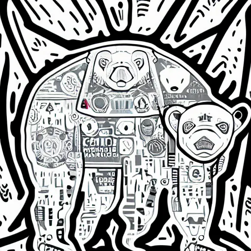 Prompt: Cyborg polar bear, sticker, highly detailed, colorful, illustration, drama, smooth and clean vector curves, no jagged lines, vector art, smooth