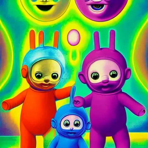 Image similar to Teletubbies acidwave by Mark Ryden