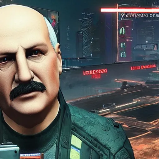 Image similar to Alexander Lukashenko in Cyberpunk 2077