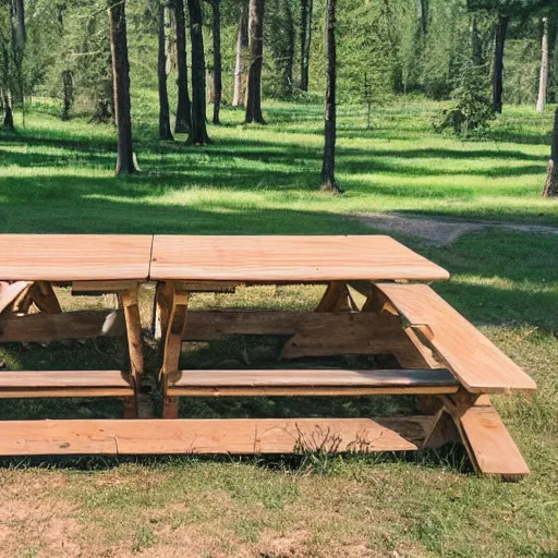 Image similar to 2 bears sitting at a picnic table