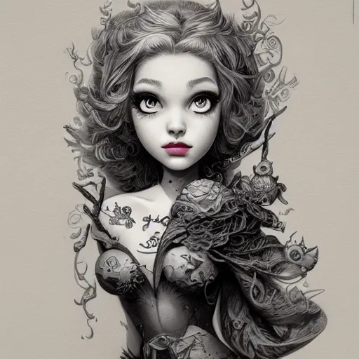 Image similar to Lofi portrait Pixar style by Joe Fenton and Stanley Artgerm and Tom Bagshaw and Tim Burton