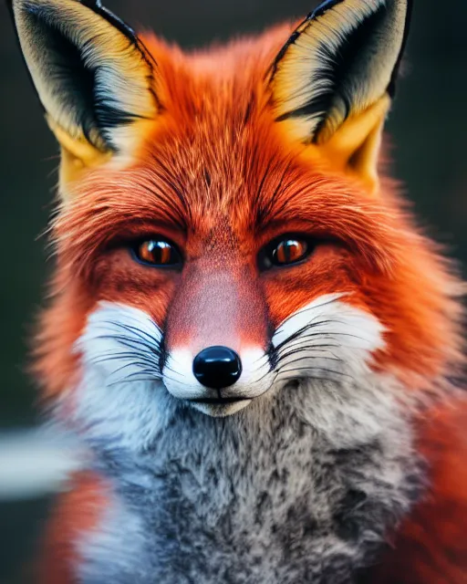 Prompt: portrait photo still of a fox fursuit, 8 k, 8 5 mm f 1. 8, fursuit