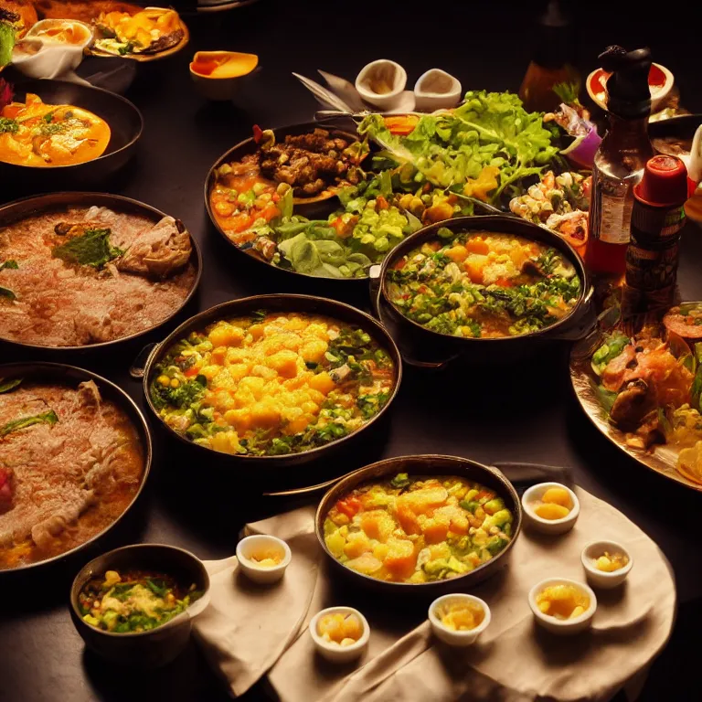 Prompt: close - up focused dslr photograph of an guatamalan dinner, 8 k, high detail, volumetric lighting, hyperrealism, aesthetically pleasing, studio lighting, trending