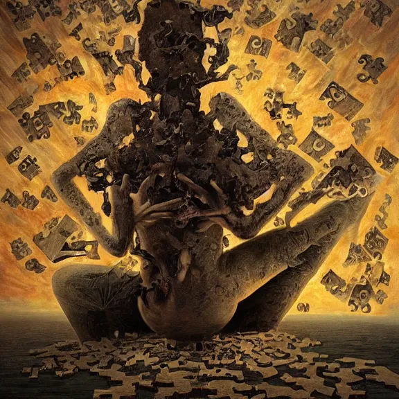 Image similar to a weird, puzzling, nonsensical artwork, impossible to understand, cryptic, mysterious, enthralling, fascinating, but ultimately meaningless piece, the strangest painting I&#x27;ve ever seen, trending on ArtStation, the weirdest painting ever, beautiful, exotic, extremely subtle