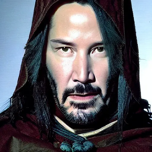 Image similar to keanu reeves as a shadowy fantasy elf elven warlock with dark magical armor and pointy ears