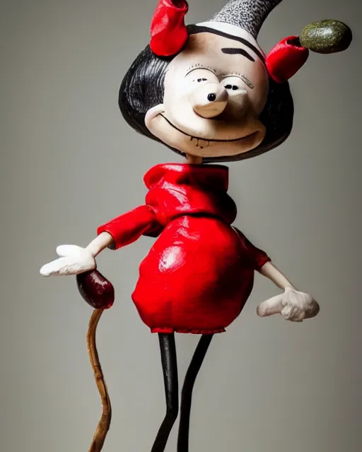 Image similar to an papier - mache olive oyl by tim burton, realistic, very detailed, complex, intricate, studio lighting, bokeh, sigma 5 0 mm f 1. 4