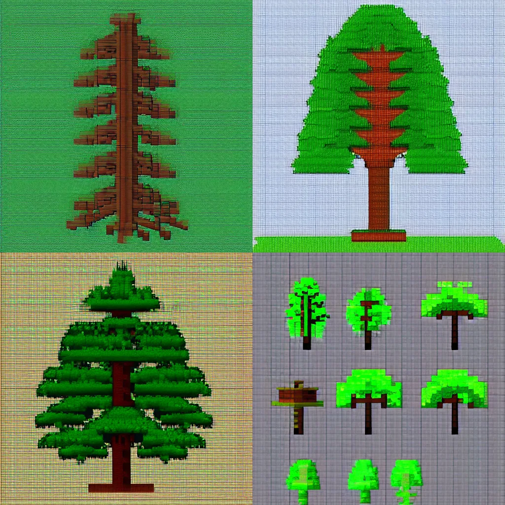 Prompt: Western hemlock tree, pixel art game asset with white background