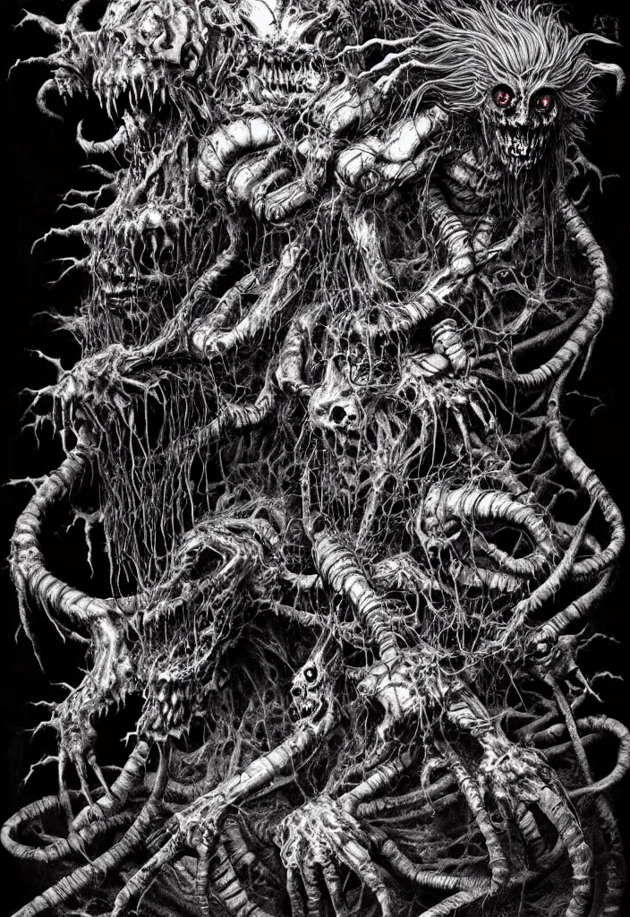 Image similar to a strange eerie magical scary creature in an eerie uncanny hell, transluscent neon, horror, concept art, detailed, intricate, award - winning, cinematic, by kentaro miura