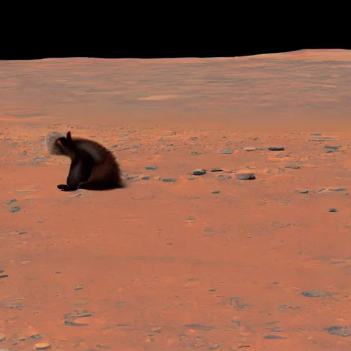 Image similar to a marten astronaut exploring the surface of mars