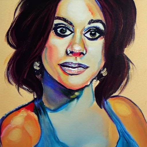 Prompt: a painting of trisha peytas