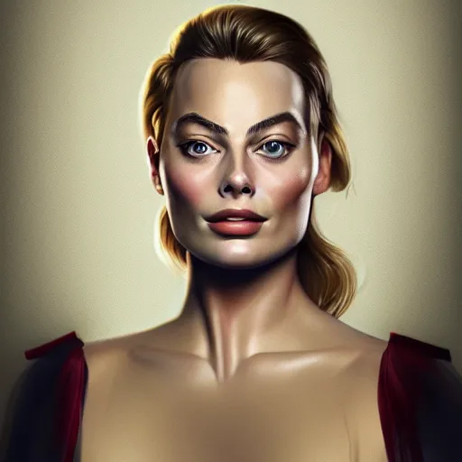 Image similar to a portrait of margot robbie as a pixar character, beautiful, elegant, extremely detailed digital art, trending on artstation hyper realistic matte painting, by wlop, artgerm