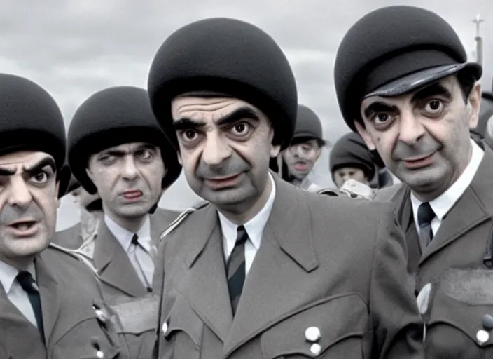 Image similar to mr bean in bbc's dad's army, 1 9 6 7