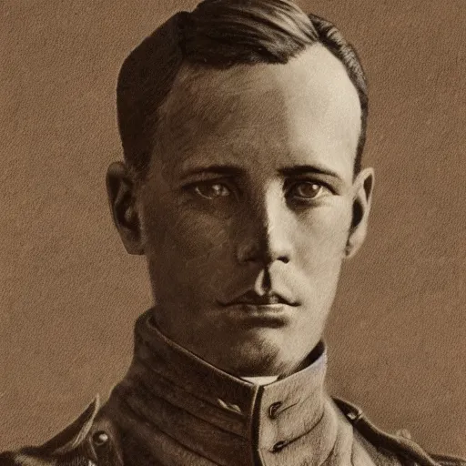 Image similar to a detailed photorealistic sepia - toned color portrait photo of a 1 9 1 7 worried clean - shaven british lieutenant in detailed field gear not wearing a hat in wadi rum, ultra realistic, painted, intricate details, lovecraft, atmospheric, dark, horror, brooding, highly detailed, by clyde caldwell