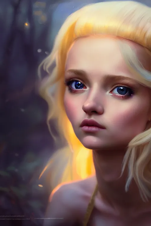 Image similar to cinematic shot of an epic portrait of a cute blonde fairy dressed in military clothes, stylised military clothes, shiny skin, beautiful eyes, beautiful, small details, night setting, realistic poster with volumetric light from craig mallism, artgerm, jeremy lipkin and michael garmash, unreal engine, radiant light, digital art, trends at art station, a masterpiece