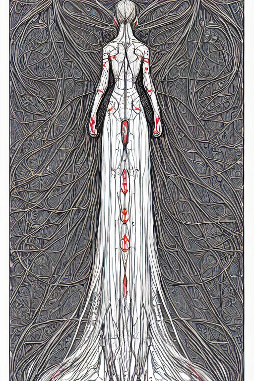 Prompt: digital art, centered full body of elven bride ,intricate, veins, by piet mondrian, de Stijl art, ultradetailed, charachter design, concept art, trending on artstation,