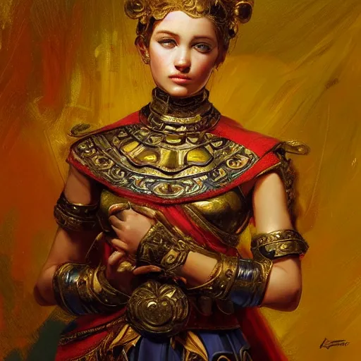 Image similar to portrait of an ancient roman character in incredible rich ornate armor, by ilya kuvshinov, by thomas lawrence, by bayard wu, trending on artstation, masterpiece