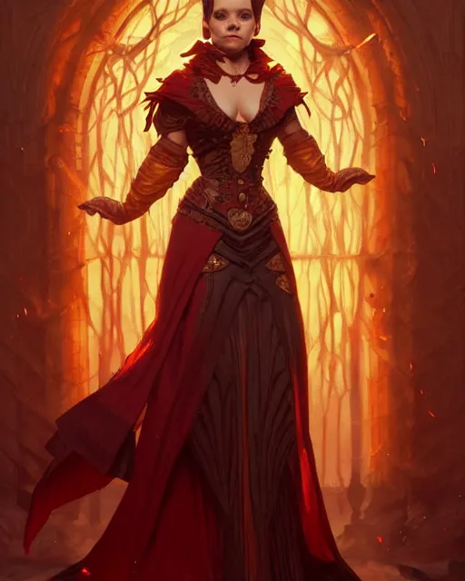 Image similar to Christina Ricci (2000) casting a fire spell, D&D, fantasy, intricate, elegant, highly detailed, digital painting, artstation, concept art, matte, sharp focus, illustration, hearthstone, art by Artgerm and Greg Rutkowski and Alphonse Mucha