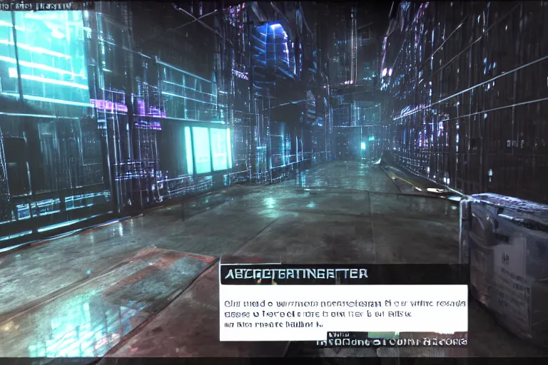 Prompt: a screenshot of Cage interfacing with a construct in Neuromancer