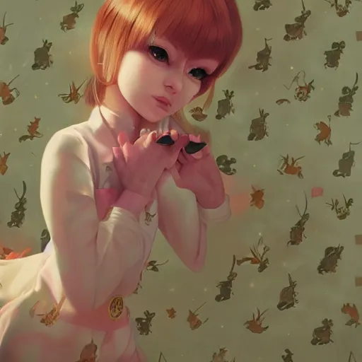 Prompt: little bunny girl in pajama. digital artwork made by ilya kuvshinov, inspired by zootopia and balthus, highly detailed, realistic,