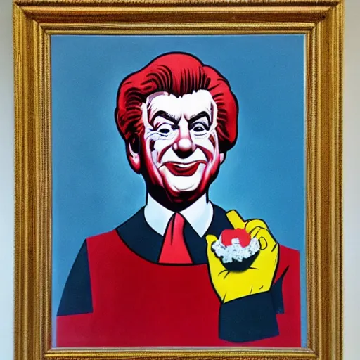 Prompt: Ronald McDonald presidential portrait, by Jack Kirby