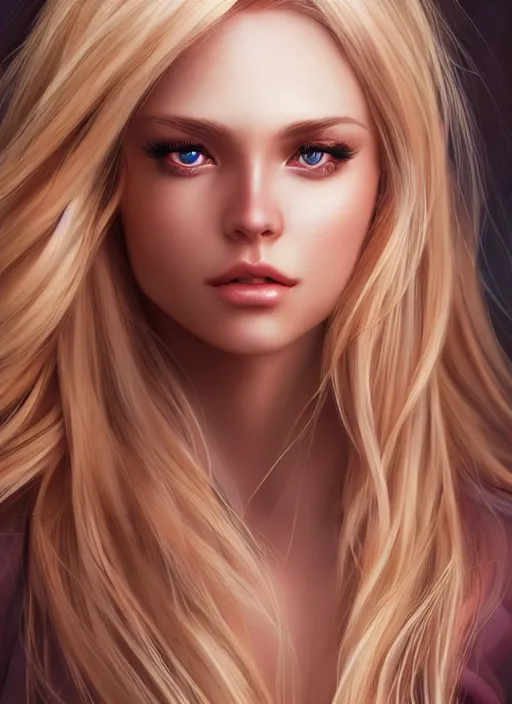 Image similar to photo of a gorgeous female with long blonde hair in the style of stefan kostic, realistic, full body shot, wide angle, sharp focus, 8 k high definition, insanely detailed, intricate, elegant, art by stanley lau and artgerm, floating embers