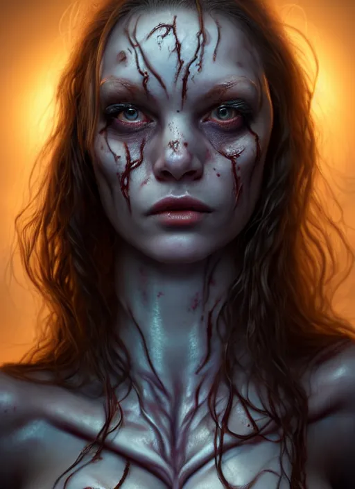 Image similar to an ugly monsterish horrifying slimy scottish female photo, professionally retouched, soft lighting, realistic, smooth face, full body shot, torso, dress, perfect eyes, sharp focus on eyes, 8 k, high definition, insanely detailed, intricate, elegant, art by artgerm and jason chan