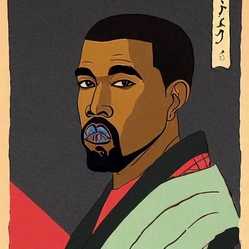 Prompt: ukiyo - e art of kanye west