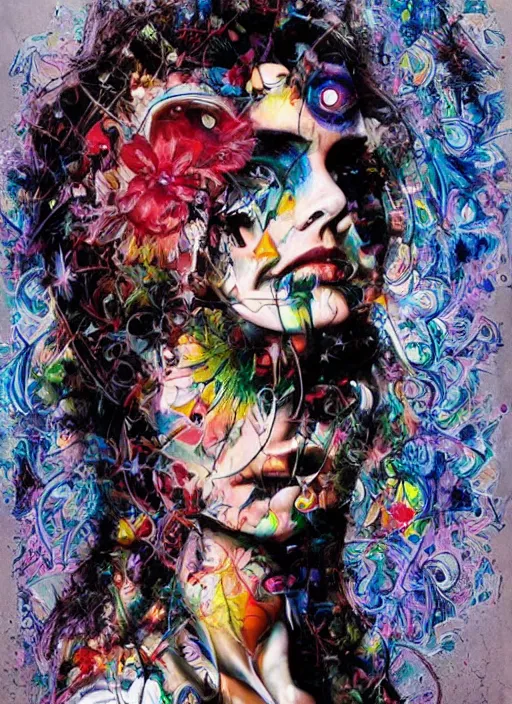 Image similar to gorgeous magic cult psychic woman, fashion model, awakening consciousness psychedelic, epic surrealism expressionism symbolism, story telling, iconic, dark robed, oil painting, symmetrical face, dark myth mythos, by Sandra Chevrier, Noriyoshi Ohrai masterpiece