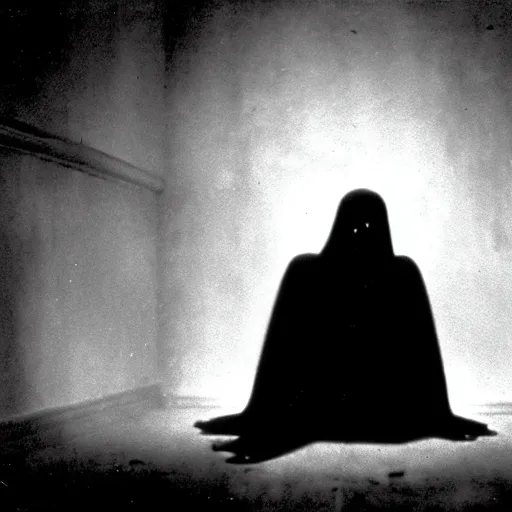 Image similar to depiction of the feeling of hopelessness, worthlessness, loneliness, of a ghost, sad, frightening, depressing, miserable, stunning, intelligent, stark, vivid, ambient occlusion, universal shadowing, 3 5 mm, ( 1 9 2 1 ) scary horror film still, extremely atmospheric lighting.