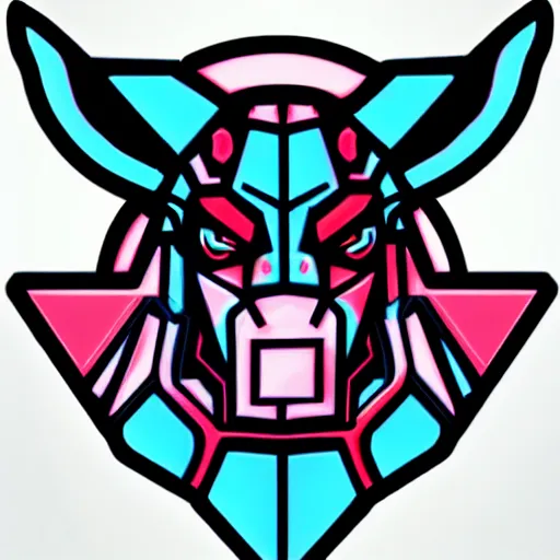 Image similar to stylized cyberpunk minotaur logo, cyan