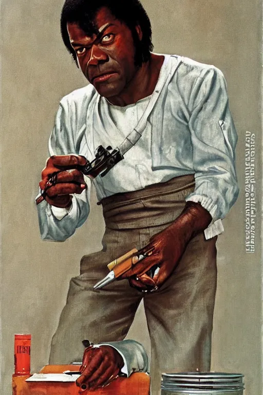 Prompt: Marcellus Wallace from Pulp Fiction painted by Norman Rockwell