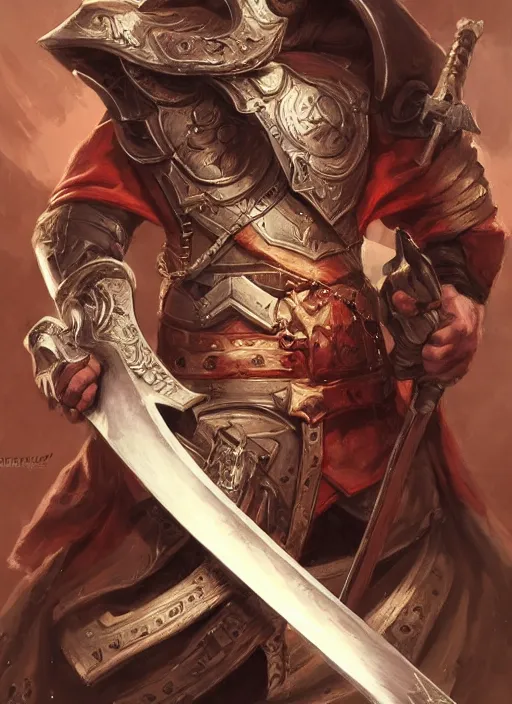 Image similar to PewDiePie as a mean looking hero holding an enormous large dual wielding sword, intricate, elegant, highly detailed, centered, digital painting, artstation, concept art, smooth, sharp focus, illustration, artgerm, donato giancola, Joseph Christian Leyendecker, WLOP, Boris Vallejo, Artgerm