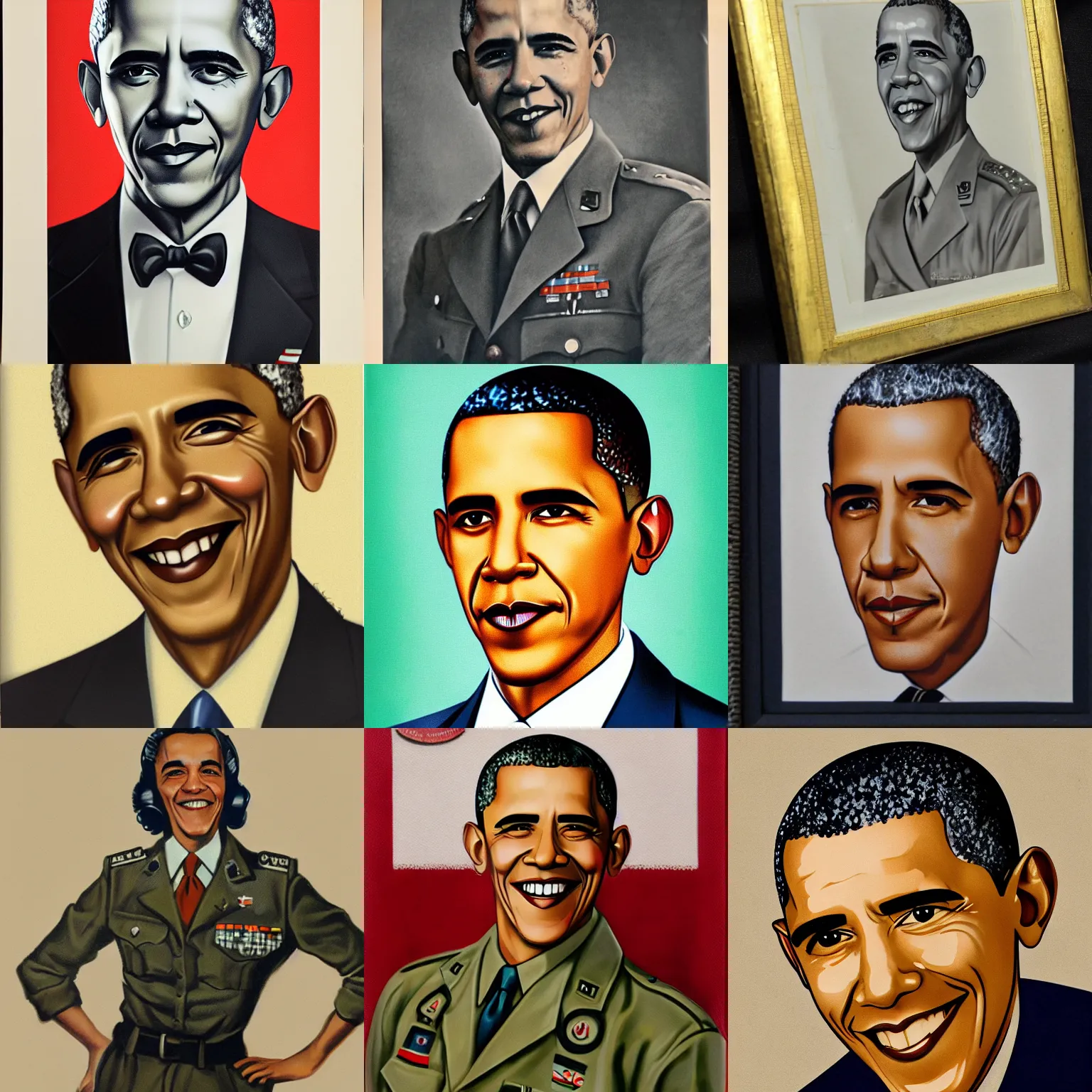 Prompt: a wwii pinup portrait of barack obama