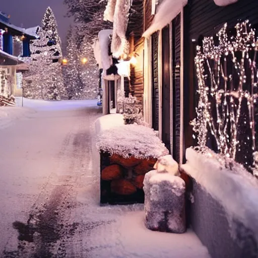 Image similar to extremely cold winter wonderland, cosy vibes, warm lighting extremely detailed