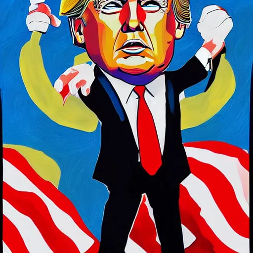 Prompt: donald trump pinup, art by michael miller